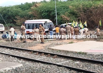 Farmers participate in a rail strike