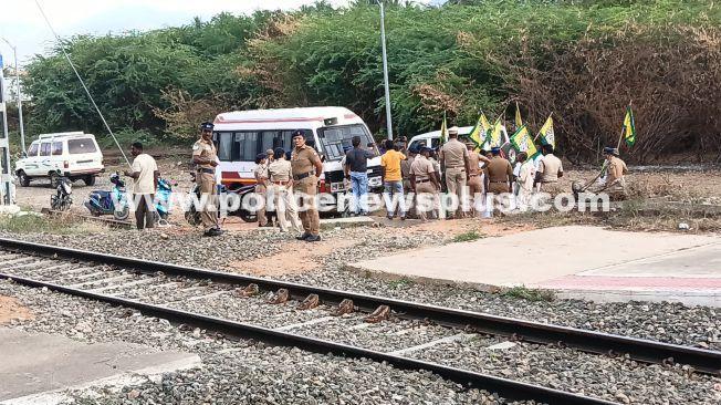 Farmers participate in a rail strike