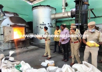 Madurai Police Destroy Seized Cannabis safely