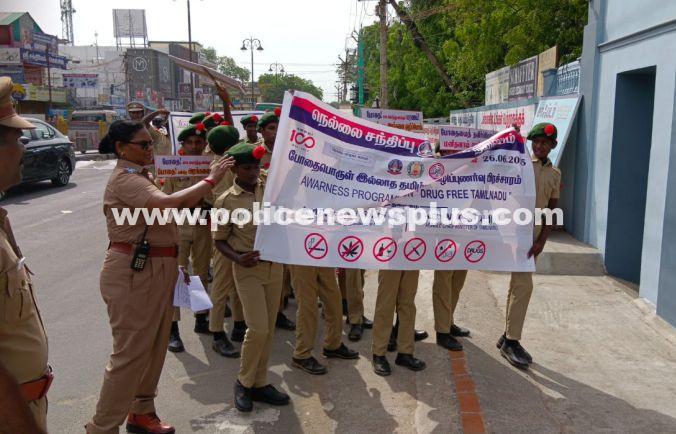Tirunelveli Police Organize Anti-Drug Awareness Rally