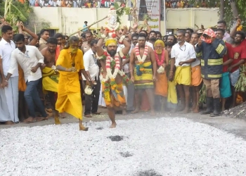 Thousands Walk on Fire at Vaikasi Festival